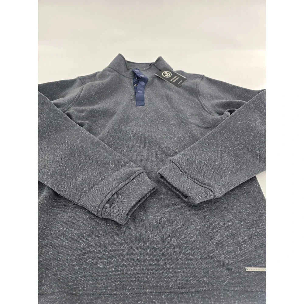 Swannies‎ Golf Wolff Fleece Pullover 1/4 Snap Charcoal Navy Men's Size Medium M